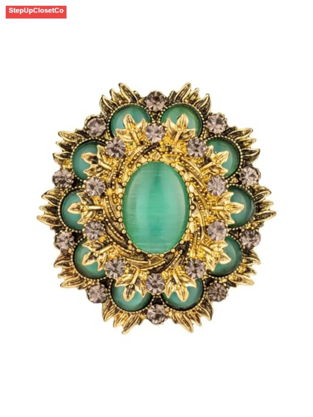 Victorian Oval Brooch Pin Women Brooch Rhinestone Resin